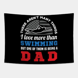 Swimming US flag and funny DAD creative artwork Tapestry