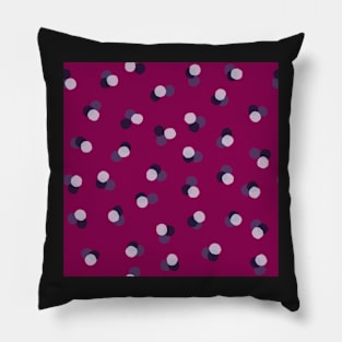 Polka dots in raspberry pink, periwinkle blue and translucent white Pillow