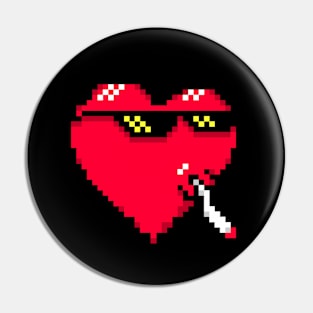 Red Heart with Meme Glasses Pin