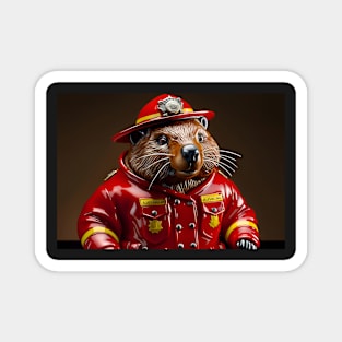 Glass Fire fighting Wombat Magnet