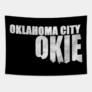 Oklahoma City Okie Oklahoma Shaped Distressed Tapestry