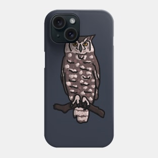 Great Horned Owl Sitting on Branch Phone Case