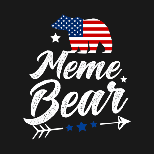 Meme Bear Patriotic Flag Matching 4th Of July T-Shirt