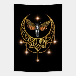 Death head moth and crescent moon Tapestry