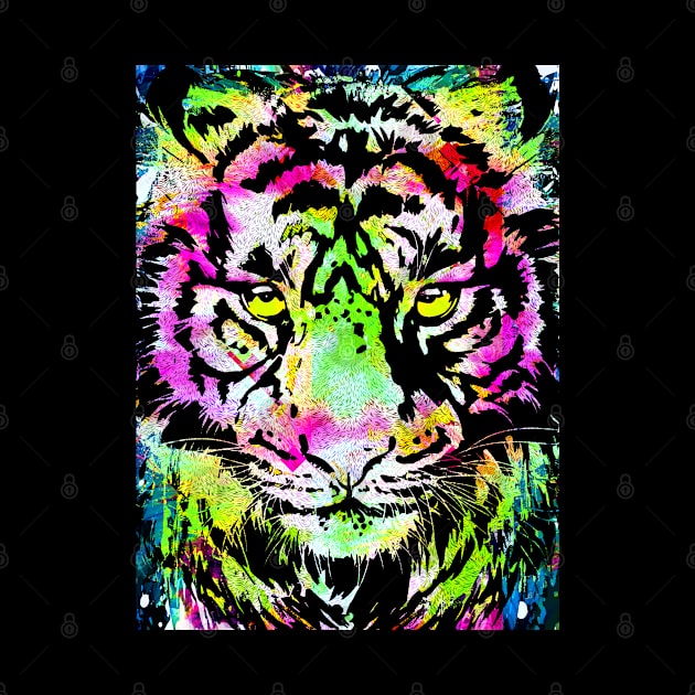 Beautiful Tiger Head - Colourful Tiger Face by BigWildKiwi
