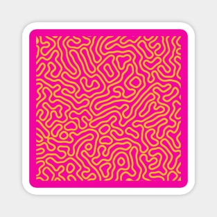 pink and yellow squiggle lines Magnet