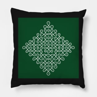 Dot Kolam green, Rangoli, Muggu Pillow