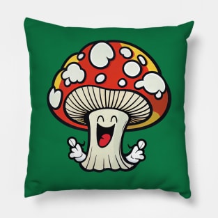 Happy Magic Mushroom Sticker | Cute Trippy Psychedelic Character Pillow