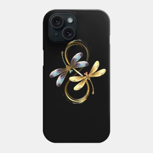 Infinity with Two Golden Dragonflies Phone Case