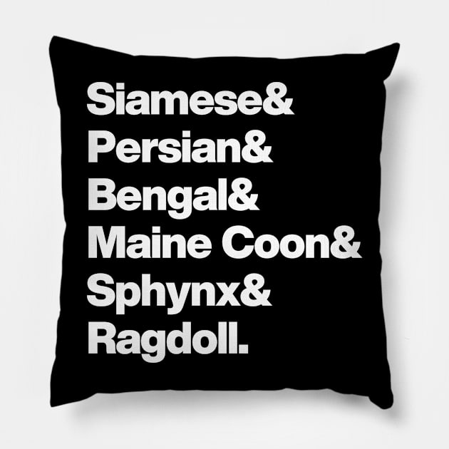 Cat Breeds Pillow by Bodega Cats of New York