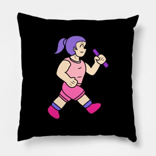 Cute track and field girl Pillow