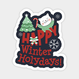 Happy Winter Holidays, Gifts For Cat Lover 2022 Magnet