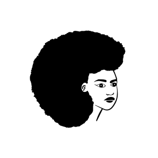 Black woman face illustration in black and white T-Shirt