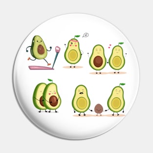 Avocado love story, cartoon avocado, avocardio Pin