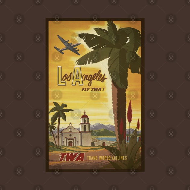 Restored Vintage TWA Poster Print Showcasing Travel to Los Angeles! by vintageposterco