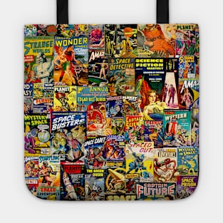 Vintage Sci-Fi Comic Collage Tote