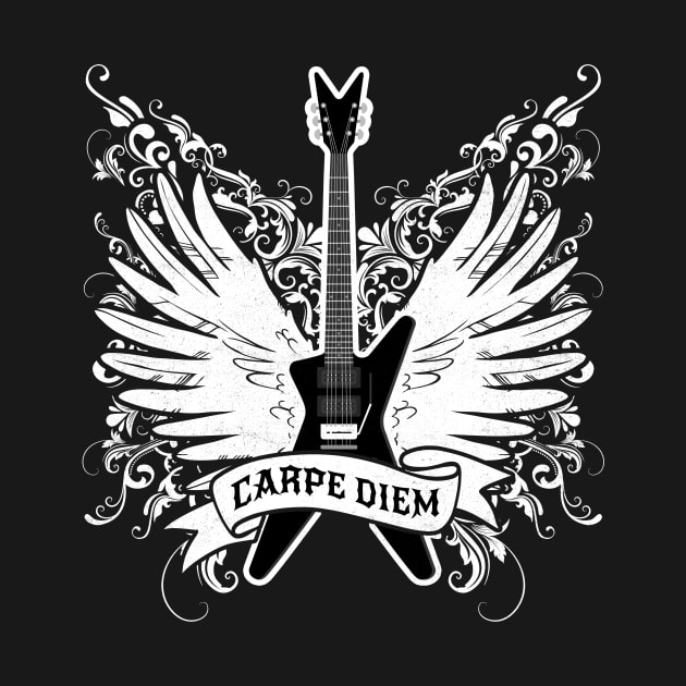 'Carpe Diem Guitar with Wings' Cool Rock n Roll Gift by ourwackyhome