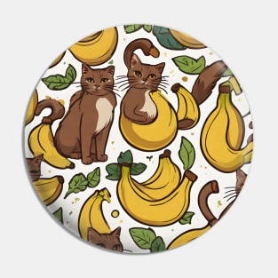 Brown Cat Banana Pattern Pin