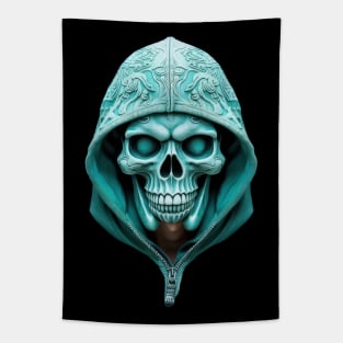 Gothic Visions: The Turquoise Skull Tapestry