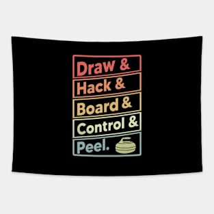 Curling meme draw hack board control peel retro curling Tapestry