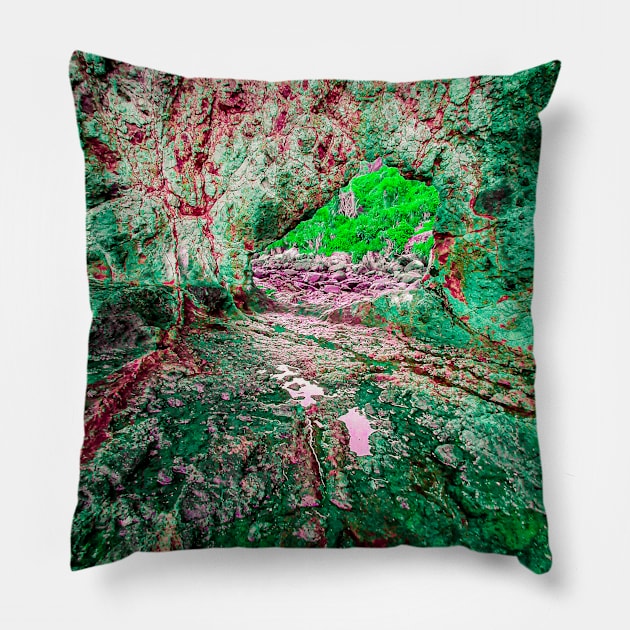 Slimy green bloody rock archway 3 Pillow by kall3bu