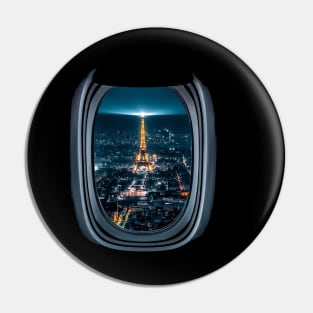 Airplane Window View Paris French Pin