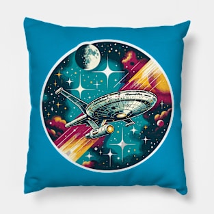 Spaceship in outer space Pillow