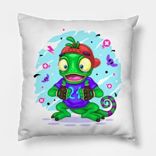 Chameleon Cartoon Character Pillow