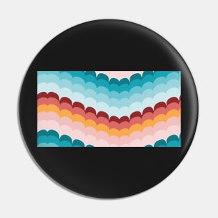 Bargello scallop waves turquoise coral Pin