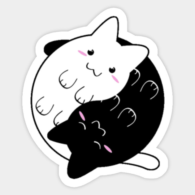 Yin Yang Cats Cute Yin Yang Cats Sticker Teepublic