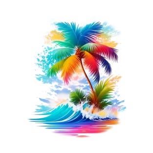 Summer Waves Watercolor Style - AI Art T-Shirt