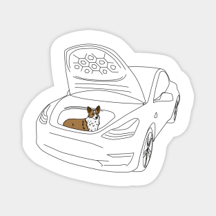 Corgi in a Tesla Model 3 Frunk Magnet