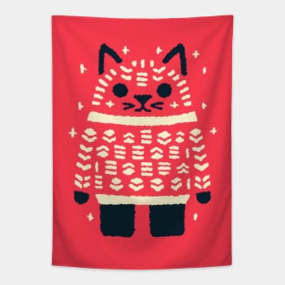 Cute Cat In Christmas Sweater Tapestry
