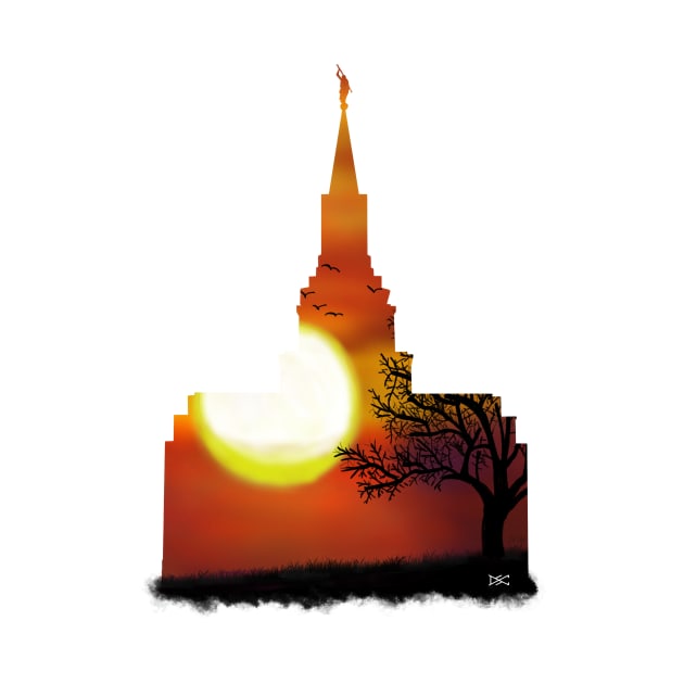 Boston Massachusetts Temple Sunset Tree Silhouette by DSCarts