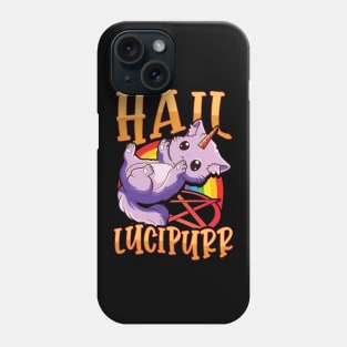 Cute & Funny Satanic Hail Lucipurr Rainbow Kitty Phone Case