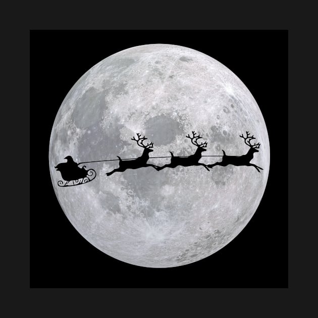 Santa and his sleigh flying across the moon at Christmas time! by mazdesigns