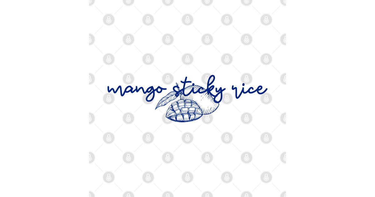 mango sticky rice Thai blue Flag color with sketch Mango Sticky