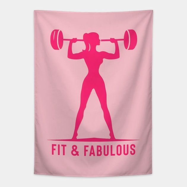 Fit & Fabulous Barbell Silhouette Tapestry by Retro Travel Design