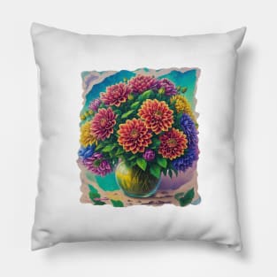 Dahlia Positive Art Deco Minimalist Vintage Pillow