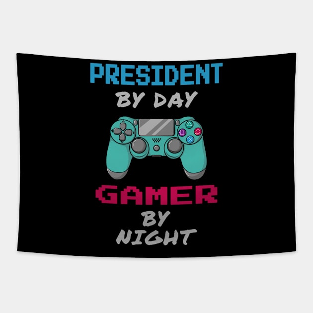 President By Day Gamer By Night Tapestry by jeric020290