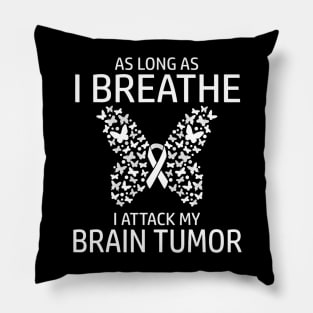 Glioblastoma Awareness Grey  I attack my Brain Tumor Pillow