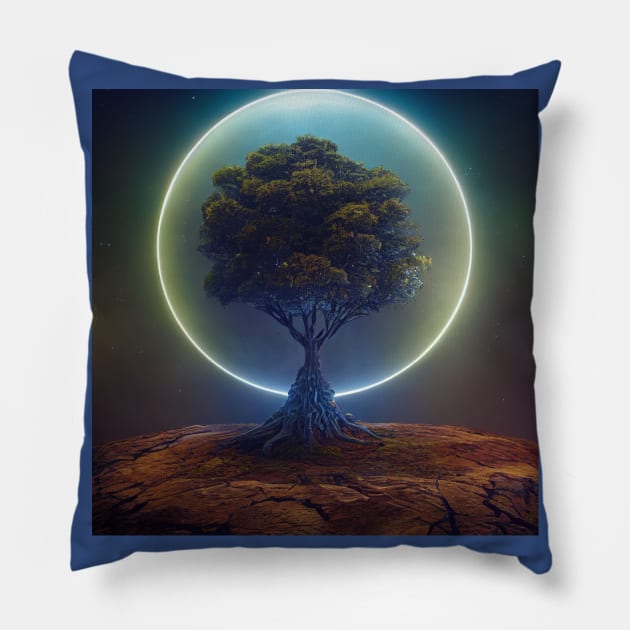 Yggdrasil World Tree of Life Pillow by Grassroots Green