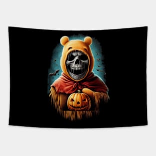 Skullface Pooh: A Dark Twist on Childhood Nostalgia T-Shirt Tapestry