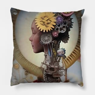 Surreal Android Robot Art - SP445 - Be Different - Steampunk Pillow