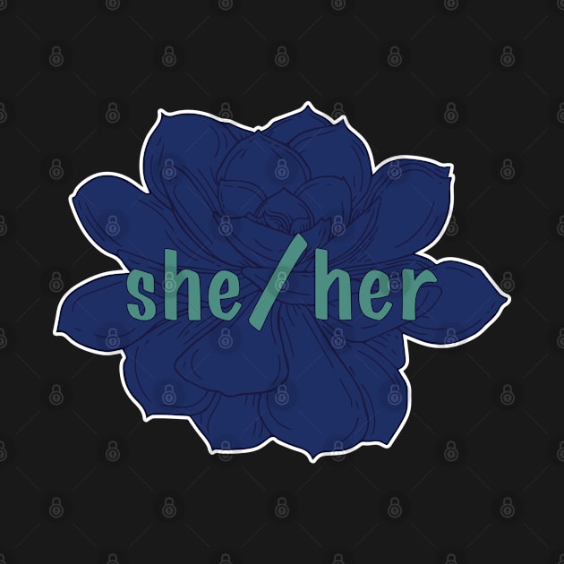 She/Her Pronoun (Succulent - Blue) by theartfulscientist