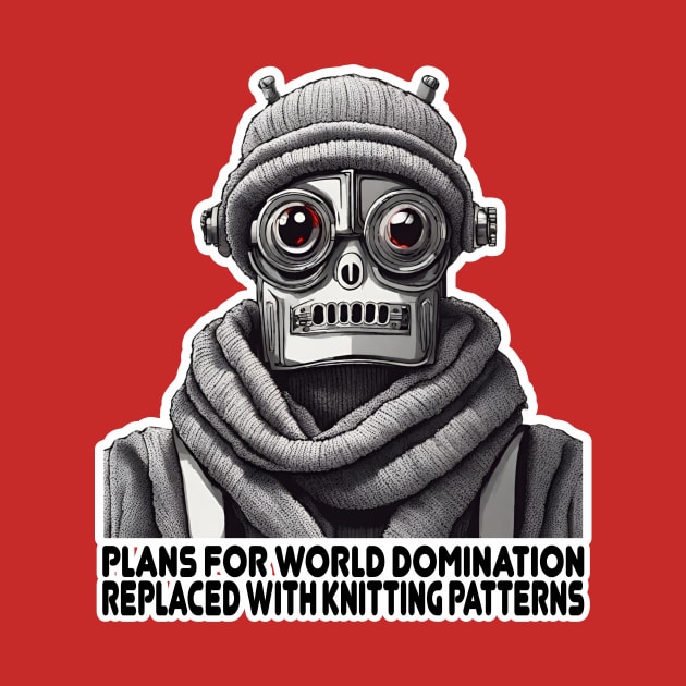 Funny knitting world domination robot knitter sci fi by BigMRanch