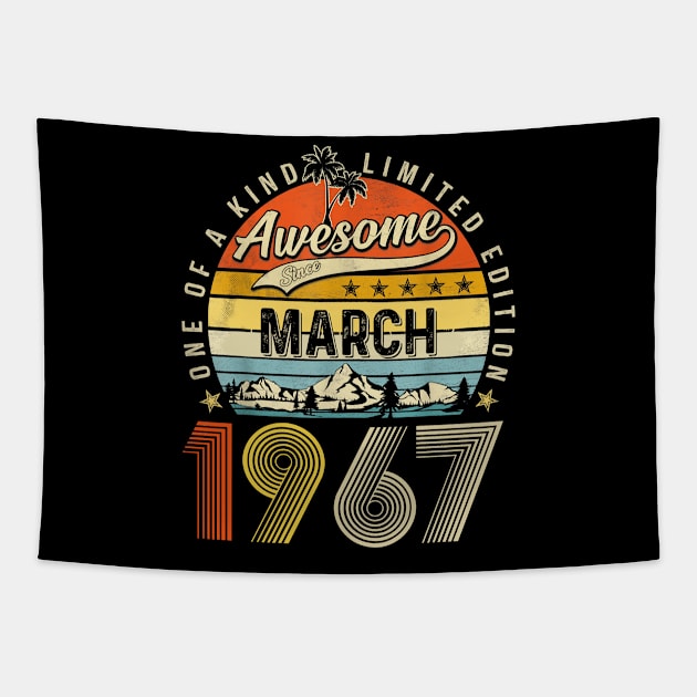 Awesome Since March 1967 Vintage 56th Birthday Tapestry by louismcfarland