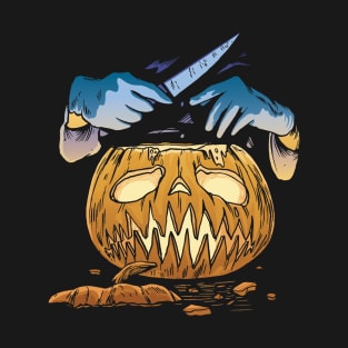 Halloween Pumpkin Scary Face Spooky Serial Killer T-Shirt