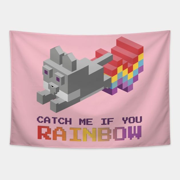 Rainbow Pixel Purr-fection - Make Any Kid's Day Colorful Tapestry by WeAreTheWorld