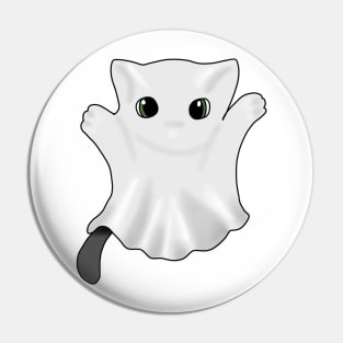 Black cat in a Ghost costume Pin